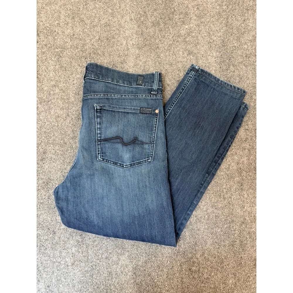 7 For All Mankind Slimmy Jeans Mens 34 Medium Wash Blue Denim JSMS83L0PR
